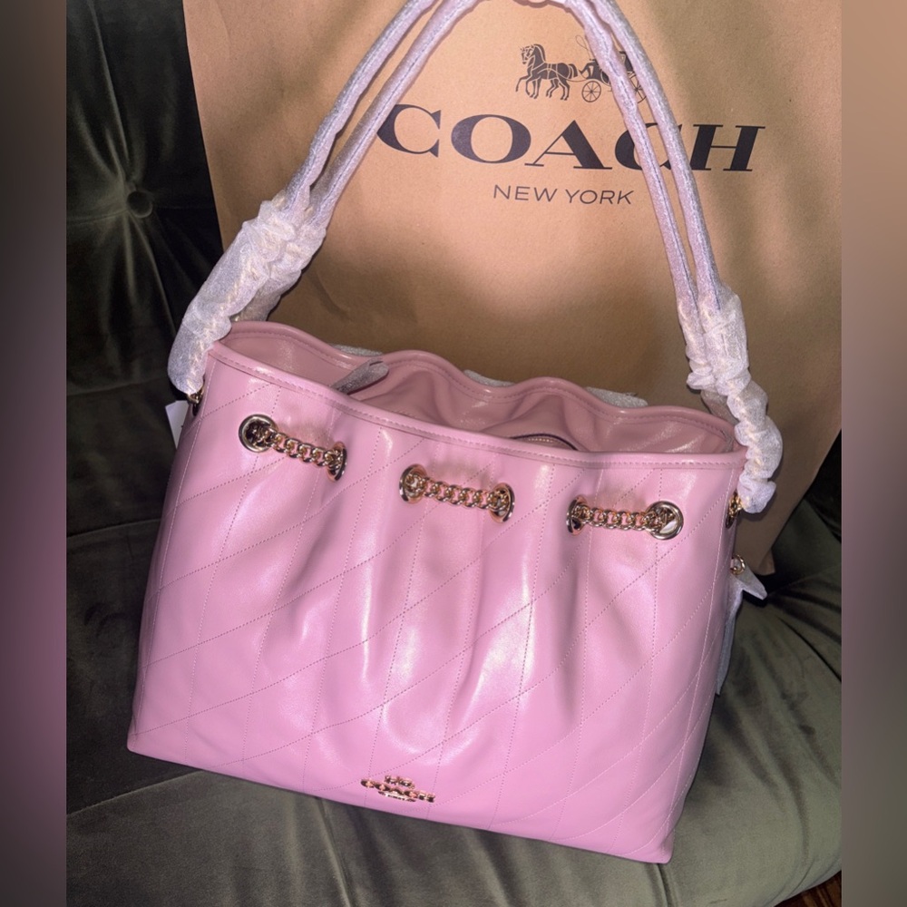 Coach Evelyn Shoulder Bag With Quilting In Pink - Picture 3 of 16